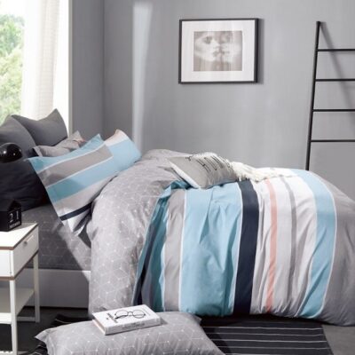 Komplet Pościeli Satyna Bawełniana w Pasy