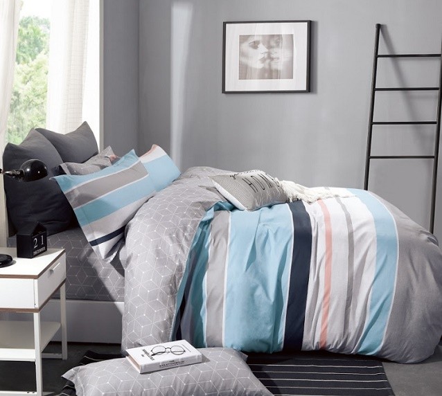 Komplet Pościeli Satyna Bawełniana w Pasy