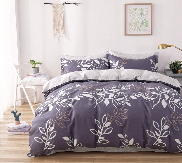 Komplet Pościeli Satyna Bawełniana Liście