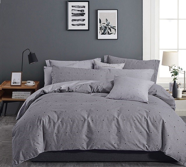 Komplet Pościeli Satyna Bawełniana Gwiazdki