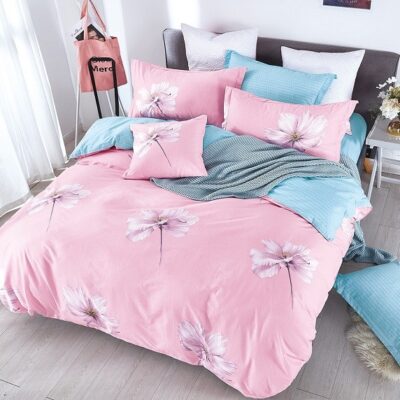 Komplet Pościeli Satyna Bawełniana Kwiaty