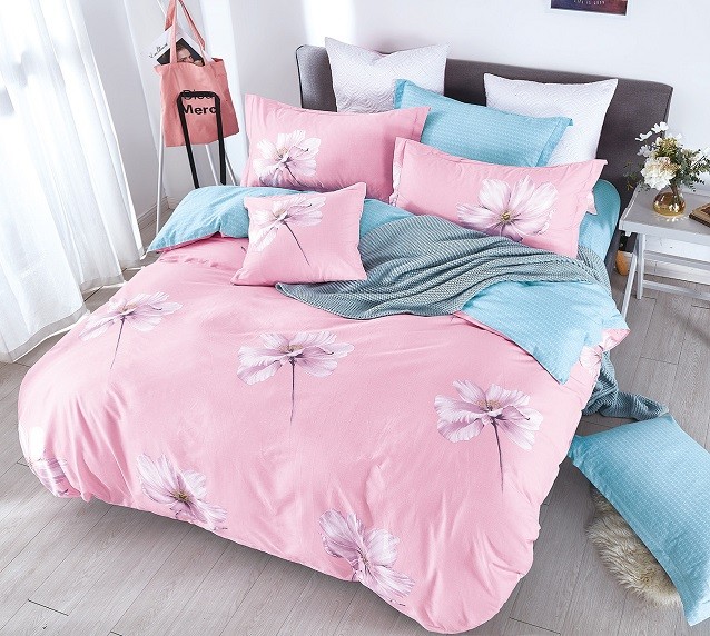 Komplet Pościeli Satyna Bawełniana Kwiaty