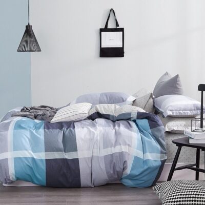 Komplet Pościeli Satyna Bawełniana Krata