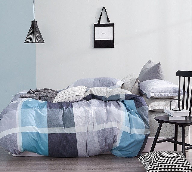 Komplet Pościeli Satyna Bawełniana Krata