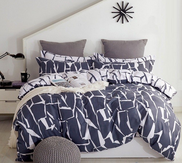 Komplet Pościeli Satyna Bawełniana Marmur