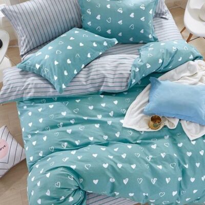 Komplet Pościeli Satyna Bawełniana w Serca