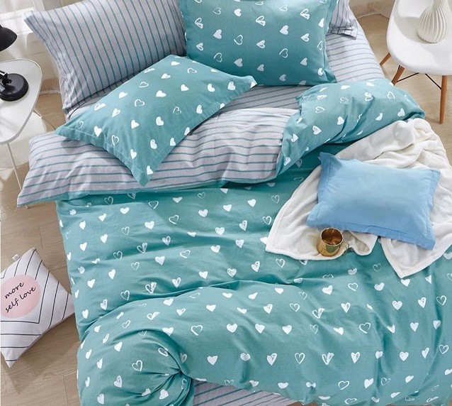 Komplet Pościeli Satyna Bawełniana w Serca