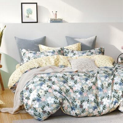 Komplet Pościeli Satyna Bawełniana Kwiatki