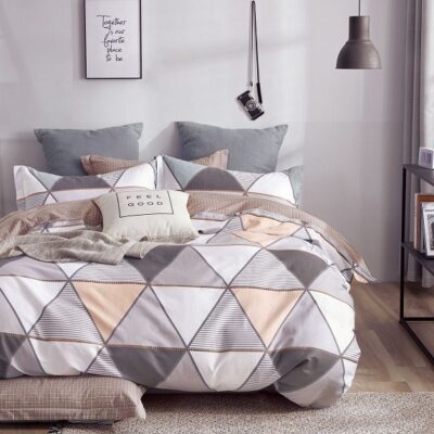 Komplet Pościeli Satyna Bawełniana Trójkąty