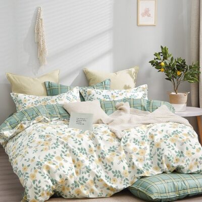 Komplet Pościeli Satyna Bawełniana Kwiatki