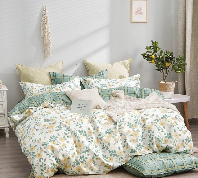 Komplet Pościeli Satyna Bawełniana Kwiatki