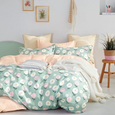 Komplet Pościeli Satyna Bawełniana Kwiatki