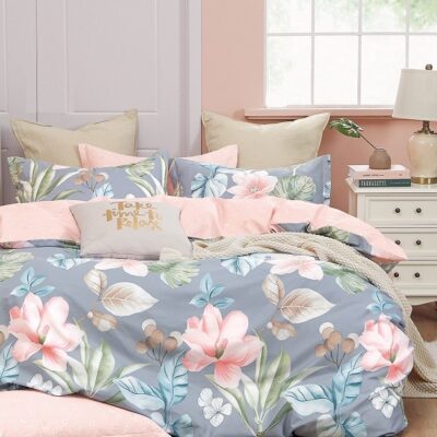 Komplet Pościeli Satyna Bawełniana Kwiaty