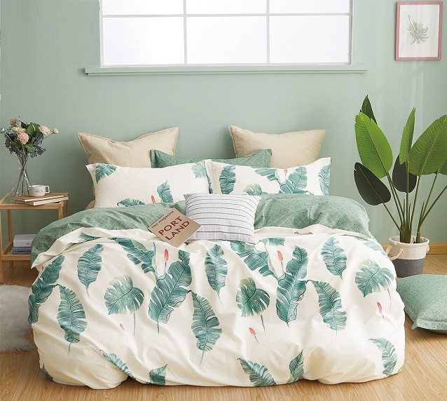 Komplet Pościeli Satyna Bawełniana Monstera