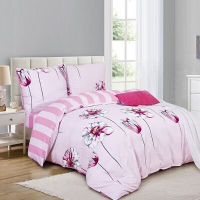 Komplet Pościeli Satyna Bawełniana Kwiaty