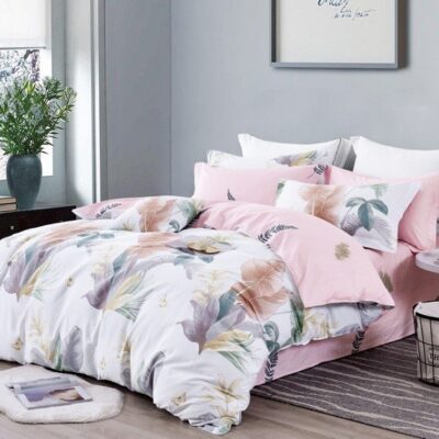 Komplet Pościeli Satyna Bawełniana Liście