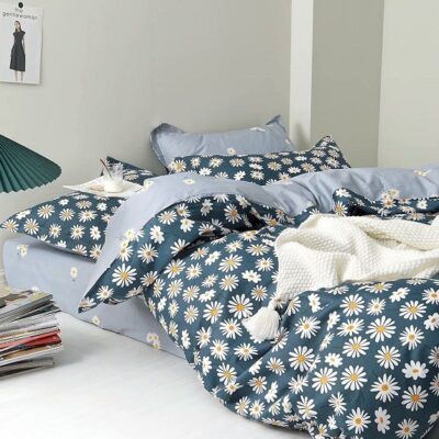 Komplet Pościeli Satyna Bawełniana Stokrotki