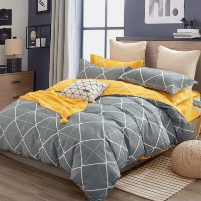 Komplet Pościeli Satyna Bawełniana Kwadraty