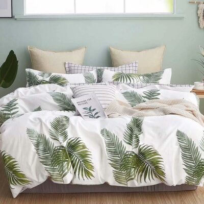 Komplet Pościeli Satyna Bawełniana Liście