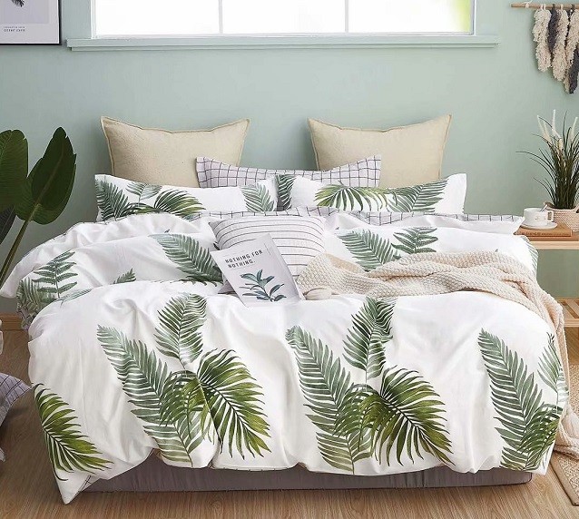 Komplet Pościeli Satyna Bawełniana Liście