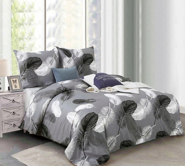 Komplet Pościeli Satyna Bawełniana w Pióra