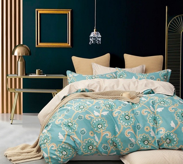 Komplet Pościeli Satyna Bawełniana w Kwiaty