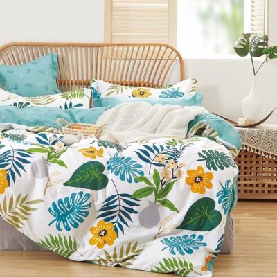 Komplet Pościeli Satyna Bawełniana Liście