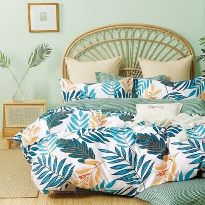 Komplet Pościeli Satyna Bawełniana Liście