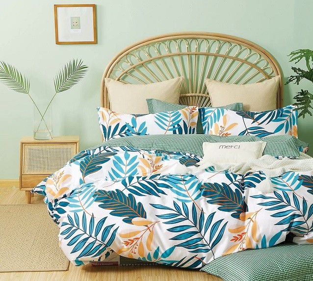 Komplet Pościeli Satyna Bawełniana Liście