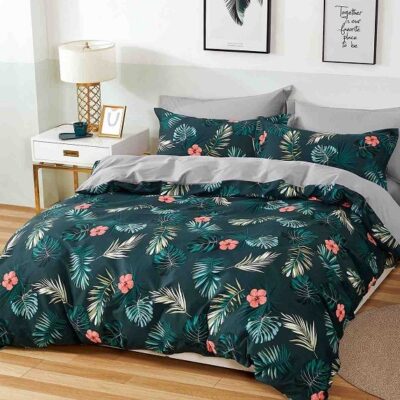 Komplet Pościeli Satyna Bawełniana Liście