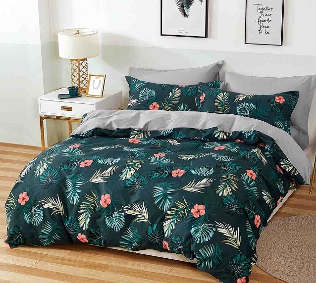 Komplet Pościeli Satyna Bawełniana Liście