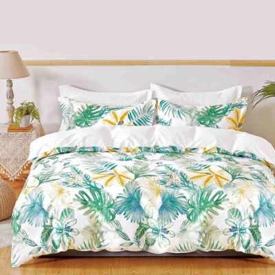 Komplet Pościeli Satyna Bawełniana Liście