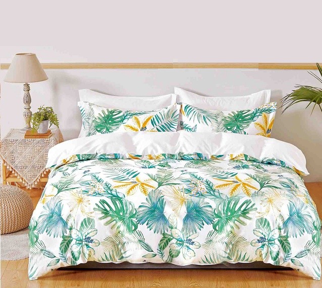 Komplet Pościeli Satyna Bawełniana Liście