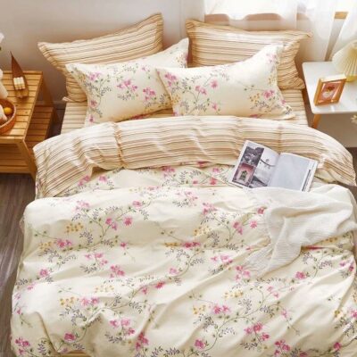 Komplet Pościeli Satyna Bawełniana Kwiatki