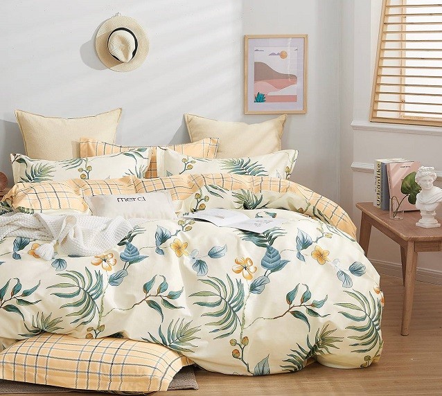 Komplet Pościeli Satyna Bawełniana Liście