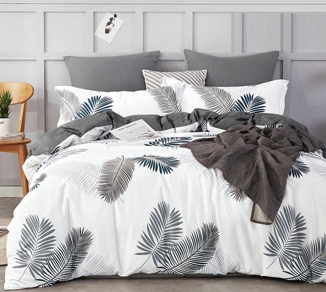 Komplet Pościeli Satyna Bawełniana Liście