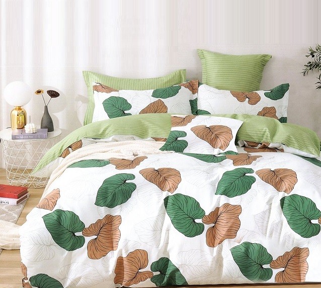 Komplet Pościeli Satyna Bawełniana Liście