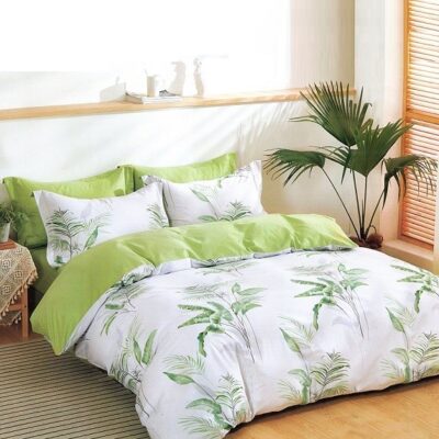 Komplet Pościeli Satyna Bawełniana Liście