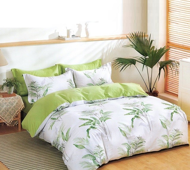Komplet Pościeli Satyna Bawełniana Liście