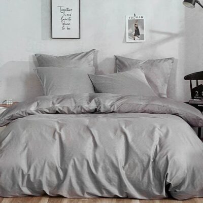 Komplet Pościeli Satyna Bawełniana Szary