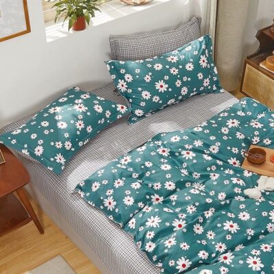 Komplet Pościeli Satyna Bawełniana Stokrotki