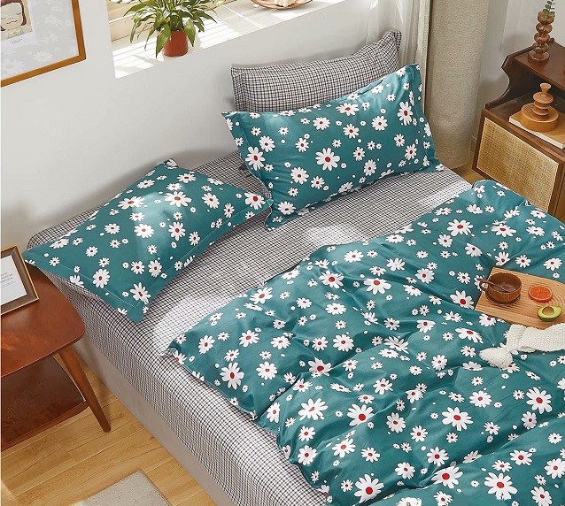 Komplet Pościeli Satyna Bawełniana Stokrotki