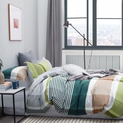 Komplet Pościeli Satyna Bawełniana Kratka