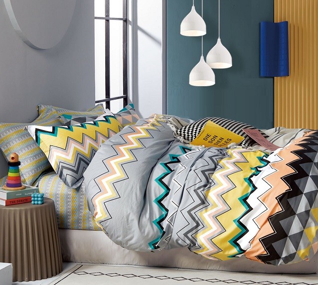 Komplet Pościeli Satyna Bawełniana w Zykzak