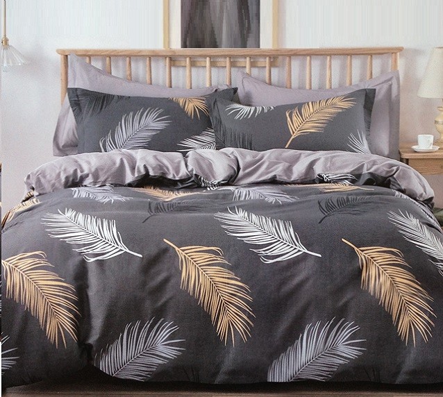 Komplet Pościeli Satyna Bawełniana Liście