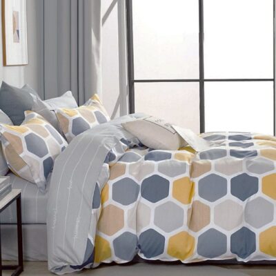Komplet Pościeli Satyna Bawełniana Heksagon