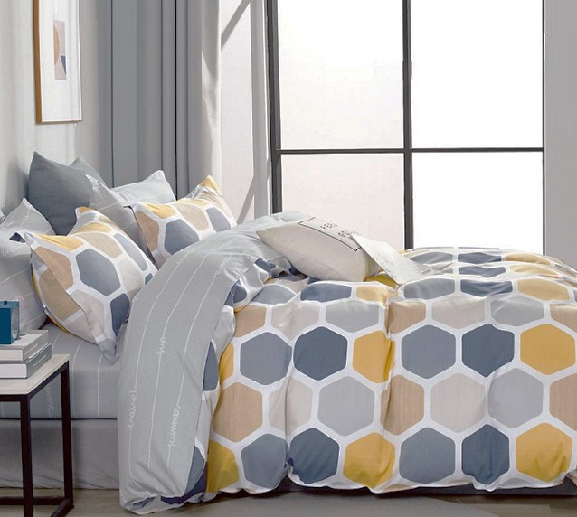 Komplet Pościeli Satyna Bawełniana Heksagon