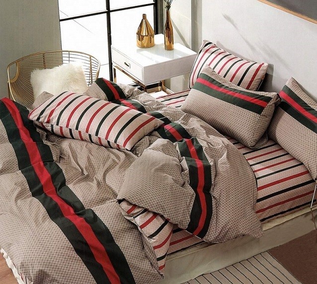 Komplet Pościeli Satyna Bawełniana Pasy