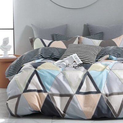 Komplet Pościeli Satyna Bawełniana Trójkąty
