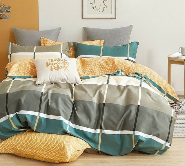 Komplet Pościeli Satyna Bawełniana Kratka